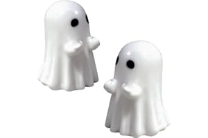 BACH AND BOUJEE 2PCS Mini Ghost Ornament Funny Ghost Ornament Halloween Ghosts Statue Sculpture Decor Spooky Halloween Decorations Home Bedroom Indoor