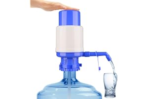 MOMENT Manual Water Bottle Pump Dispenser, Universal Drinking Water Pump for 2-5 Gallon Bottles, Easy to Use Portable Hand Press Gallon Jug Fountain Pump Home Office Outdoor Use, Blue