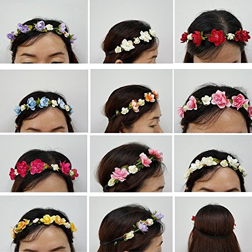 WTB 1PC Mädchen Blumen-Fee Bohemian Braid-Hochzeit Strand-Tiara-Kronen-Haar Stirnband - 6
