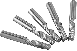 Uadme Fraise CNC 6mm, 5Pcs Fraises en Bout, Single Flûte Fraise de Fraisage, Longueur du Bord de Coupe 22mm, pour Bois Acrylique Plastique