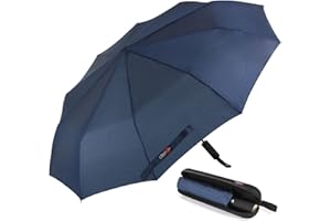 Ombrello Portatile Automatico Antivento, CABIN GO 4450 Ombrello Pieghevole Compatto Resistente Leggero con Custodia Impermeabile e 10 Stecche rinforzate Ombrello da Viaggio