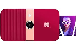 KODAK Smile Digital Sofortbildkamera mit 2x3 ZINK Drucker - HD-Qualität - 10MP, LCD Display, Micro SD Kartenleser und Autofokus - Rot