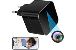 Nisanuki Cámara Espía WiFi, 5G y 2,4G Inalámbrica Mini Camara Oculta USB Cargador 1080P HD, Micro Camera Espia Camuflada de Vigilancia con Detección de Movimiento para Hogar Oficina Tienda