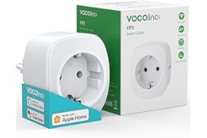 VOCOlinc Enchufe Inteligente WiFi, Compatible con HomeKit, Alexa y Google Home, con Monitor de Energía, Temporizador, Control de Voz, Control Remoto, No Necesita HUB, WiFi 2.4 Ghz, 1 Pack (1 Pack)
