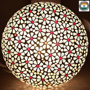 EarthenMetal Handcrafted Glass Flower Bouquet Ceiling Light, White and Red