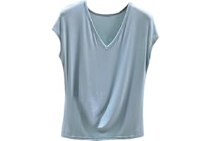 SYDUZAX Femme T-Shirt Sport Col V Sportswear sans Manches Couleur Unie Tee Shirt Sport Yoga Fitness Top D’entraînement Port Quotidien Hauts Tunique Casual Loose Vêtements Coupe Amples de Base Shirts