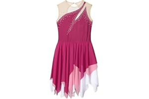 Alvivi Eiskunstlauf Kleid Mädchen Ballettkleid mit Strass Rollschuhkleid Wettbewerb Gymnastik Tanzkleid Gymnastik Turnanzug