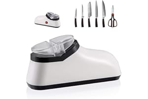 HOME SAFETY Affilacoltelli Elettrico, Affilacoltelli Professionale con Copertura Protettiva, Affilatura Grossa e Fine, per Tutti i Tipi di Utensili da Cucina
