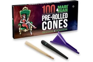 MARI & JUAN M&J 100 Vorgedrehte Hülsen in King Size I Pre Rolled Cones Brown Rolling Paper I Vorgerollte Hülsen konisch mit Füllhilfe und Aufbewahrungshülle I Braune Blättchen 109mm 26mm Filterlänge