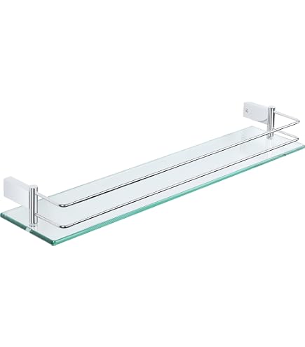 Lot De 4 étagères D'angle En Verre Trempé 6 Mm - 23,5x23,5 Cm - Pour Salle De Bain, Douche - Supports Acier Inoxydable - Charge Max 4 Kg - Montage Facile