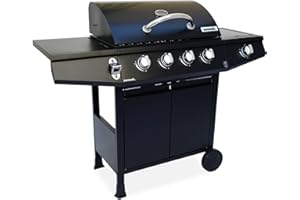 Alice's Garden - Barbecue gaz - Treville - Barbecue 4 brûleurs dont 1 feu latéral noir. avec thermomètre