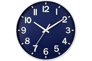 HZDHCLH Wall Clock 8 Inch Silent Non Ticking Quartz Modern Decorative Clock for Office Classroom Home Living Room Bedroom(navy blue)