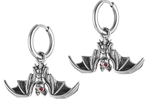 HZMAN Bat Earring for Men Women Stainless Steel Gothic Punk Vampire Bat Dangle Drop Earring Halloween Earring Jewelry Gift