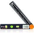 Jawsons™ Digital Angle Finder Tool - 7inch 0-360 Degree LED Digital Protractor with Horizontal Vertical Bubble Levels and Ruler, Accurate Tools for Carpenters, Woodworkers, Fabricators