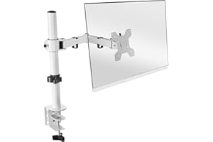 Mars Gaming MARM1 Blanc, Support de Moniteur à Bras pour Ecrans jusqu'à 32", Articulé et Réglable en Hauteur, Cadre Robuste, Compatible VESA75 et VESA100