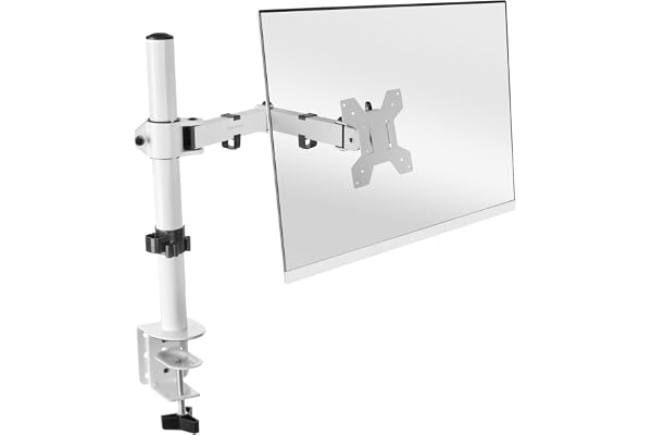 Mars Gaming MARM1 Blanc, Support de Moniteur à Bras pour Ecrans jusqu'à 32", Articulé et Réglable en Hauteur, Cadre Robuste, Compatible VESA75 et VESA100