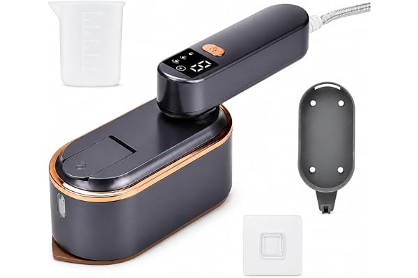 Nikou Upprätt ångstrykjärn för resor 2-i-1 kläder, 1 200 W bärbar ångbåt | Mini handstrykjärn, med LED-skärm, 150 ml tank, 3 ångnivåer, 180° hopfällbart för resor och hem