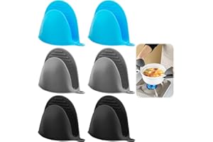 EMODWEY 3 Pares Mini Guantes de Horno de Silicona Guantes Antideslizantes para Hornear Guantes de Cocina Resistentes, Guantes de Cocina Multiusos para Barbacoa, Hornear - Colores Variados