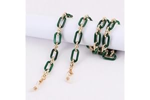 BAITANG QQLADY Catena con Bottoni in Acrilico Color Ambra Catena per Occhiali da Vista Maschera Anti-smarrimento Occhiali da Sole appesi Cordini Tenere la Collana con la Corda