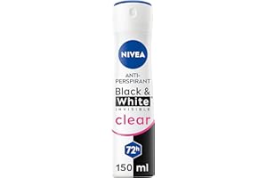 NIVEA Black & White Invisible Anti-Perspirant Spray (150ml), 72hr Anti-Sweat Women's Deodorant Spray, No Stains on Black and White Clothes