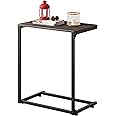 WLIVE Wide Snack Side Table, C Shaped End Table for Sofa Couch and Bed, Laptop Table, Work from Home, 26 Inch Tall, Gray