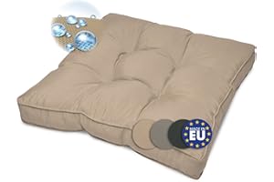 Beautissu Coussin Lounge - pour Assise - pour extérieur - Résistant à l’Eau - Nature - 60x60x10 cm - Idéal pour Jardin, Balcon