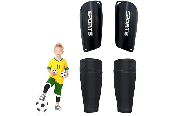 Protège Tibias de Football,Fort et léger Protege Tibia Enfant Foot,Tibias de Football Adolescents avec Manches élastiques,équipement de Football d'enfants pour Jeux de Football Running Jogging