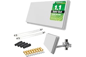 Sat Flachantenne Twin LNB HD Sat Anlage für 2 Teilnehmer H30D2+ kompakte Sat-Antenne mit Fensterhalterung und Zubehör Set - Starke Empfangsleistung für alle Satelliten von netshop 25
