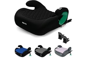 My Babiie MBCSB25 Child Booster Seat - ISOFIX, R129 i-Size 125-150cm (Group 3, 6 to 12 Years Approx.) Portable Kids Car Seat, Comfortable, Compact, Lightweight, Ideal for Travel - Quilted Black
