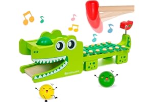 HOMCENT Xylophon und Hammerspiel, 2 in 1 Montessori Holzinstrumente für Kleinkinder, Jungen und Mädchen, Lernen von Entwicklungsspielzeug