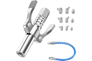 YGKYMVW Fettpresse Mundstück, Doppelgriff G Coupler für Fettpresse mit 30cm Schlauch, Fettpresse für Schmiernippel Fettpresse Kupplung mit M6 M8 M10 Schmiernippel für alle Arten von Fettpressen