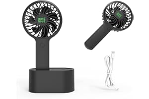 Minthouz Handheld Fan, 90° Automatic Rotating Personal Fan, 3 Speed Adjustable Portable Fan Rechargeable Desk Fan with 2000mAh Built-in Battery, Mini Fan for Office/Home/Outdoor
