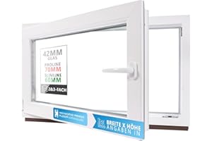 FRAMELUX Kellerfenster Kunststofffenster weiß, BxH: 90 x 60 cm / 900 x 600 mm 2-fach Verglasung (32 mm) Dreh-Kipp inkl. Pilzkopfverriegelung, DIN Links (Griff Rechts), 70 mm Profil