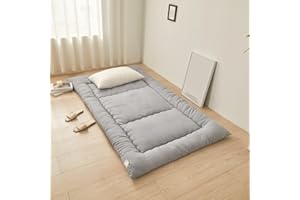 PeKmaR Colchón de Suelo Tatami Individual Futón Japonés Grueso Colchón para Dormir Portátil Colchón Plegable Enrollable para Niños Niñas Colchón de Dormitorio para Estudiantes Adultos,Gris,150x200cm