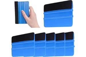 Xanewza 6 PCS Spatule Plastique, Film Vitre Teintée Voiture, Stickers Meuble, Outil D'application de Grattoir Graphique, Raclette en Vinyle avec Bord en Feutre en Plastique(Bleu)