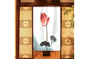 Hiseng Noren Tenda Giapponese della Porta Tappezzeria, Divisorio Stile Curtain Tapestry Cucina Ristorante Negozio Camera Doorway Corridoio Decorazione (seme di loto,85x150cm)