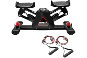 CURSOR FiTNESS Step Machine with Dual Resistance Bands