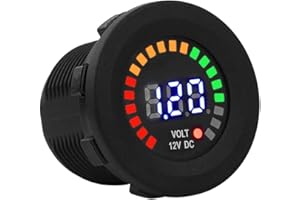 AKOZON Voltímetro de 12 V para coche + indicador de tensión de 12 V, voltímetro digital de 12 V con pantalla LED, voltímetro impermeable para barco, vehículo, moto, camión, ATV, UTV, coche, caravana
