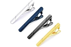 Kcmell Tie Clip for Men 4 Pcs, Classic Men's Tie Clips Set Long Styles Tie Pins for Men, Simple Tie Pin Square Edges Tie Bar Clip for Business Wedding Engagement