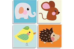lxmydm Malen nach Zahlen für Kinder – 4er-Set Tiermotive für Mädchen und Jungen ab 5-12 Jahren, Bunte Leinwand mit Acrylfarben, DIY-Ölgemälde-Set zur Deko, 20x20 cm (elefant)