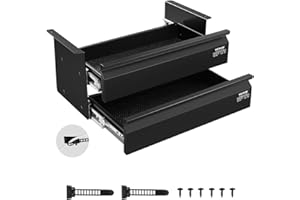 VEVOR Tiroir Coulissant sous Bureau, 457x227x200 mm, Tiroir Organisateur de Rangement sous Bureau Caché à 2 Couches, Capacité de Charge 5 kg, pour Maison sous Table, Poste de Travail Assis-debout