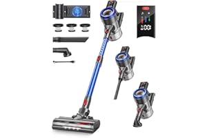 Buture Pro Aspirateur Balai sans Fil, Borne de Recharge Murale, Autonomie de 55 Mins,38 KPA/450W, Batterie Amovible, Écran Intelligent, Capacité de 1,5 L Aspirateur Balai pour Poils Animaux/Sol/Tapis