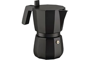 Alessi Moka DC06/6 B - designerska zaparzacz do espresso z odlewu aluminium, uchwyt i przycisk z PA, czarny, 6 filiżanek