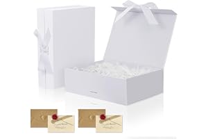 IDYLLIC 2Pcs BoîTe Cadeau avec Cartes de Voeux Kit,Couvercle MagnéTique Cadeau Rectangulaire Boîte Décorative,BoîTe Cadeau Vide Pliable,Bowknot Boite Cadeau Pour Anniversaire Emballage Cadeau
