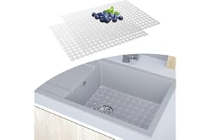E-GREETSHOPPING 2 Pack Kitchen Sink Mat Non-Slip Sink Protector, 30 * 40cm Adjustable Stainless Steel/Ceramic Sinks Protect Mats, Fast Draining Mat, Dish Drying Mat for Bathroom Kitchen Countertop, 12.5x15.7in
