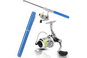 EQULUP Mini-Canne À Pêche Et Moulinet, Canne À Pêche Télescopique Pliable Et Portable Kit D'assortiment De Canne À Pêche Et Moulinet À Lancer pour Matériel De Pêche