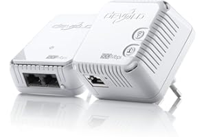‎DEVOLO devolo dLAN 500 WiFi Starter Kit Powerline (1x dLAN 500 WiFi Powerline Adapter, 1x dLAN 500 duo Powerline Adapter, 1x Netzwerk Kabel (2m), PLC Netzwerkadapter, WLAN Steckdose, WiFi Booster) weiß
