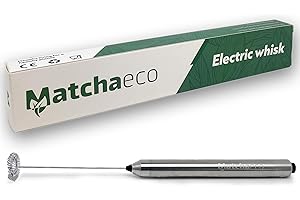 Matchaeco Electric Matcha Whisk | Milk Frother, Handheld Stainless Steel, Hot Drinks Whisk | Battery Powered Drink Mixer Great for Coffee, Frothing