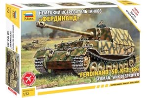 Zvezda 500785041 Veicolo 500785041-1:72 Sd.Kfz.184 Ferdinand Tiger Kit di montaggio per modellini di montaggio per principianti dettagliati, mimetico