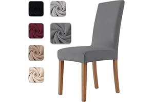 Homebliss Stuhlhussen 4er Set Stretch,Stuhlhussen Schwingstühle Elastisch für Esszimmer- und Küchenstühle, Stuhlbezug Sehr Weich Bequem Kratzfest Dunkelgrau